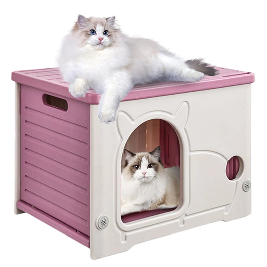 Outdoor Cat House Rainproof Shelter Stray Four Seasons Cozy House for Small Pets Outdoor Kitten Nest