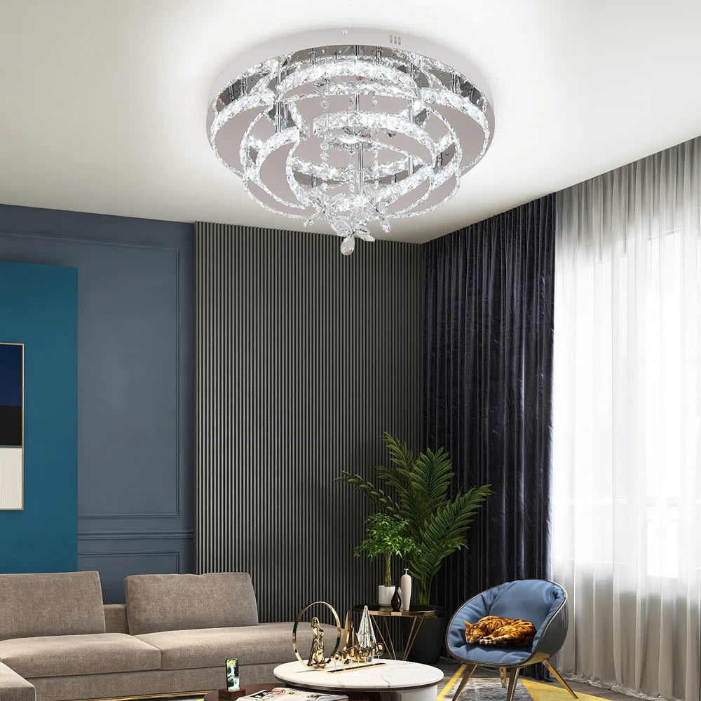 VETRULUS K9 Crystal Chandelier Modern Ceiling Pendant Light Dimmable