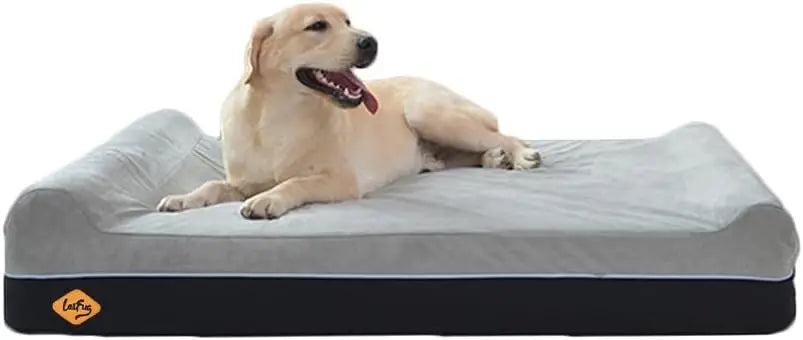 Extra Large Orthopedic Memory Foam Dog Bed with Waterproof Liner and Removable Cover, 50x36x10 Inches, Slate Grey