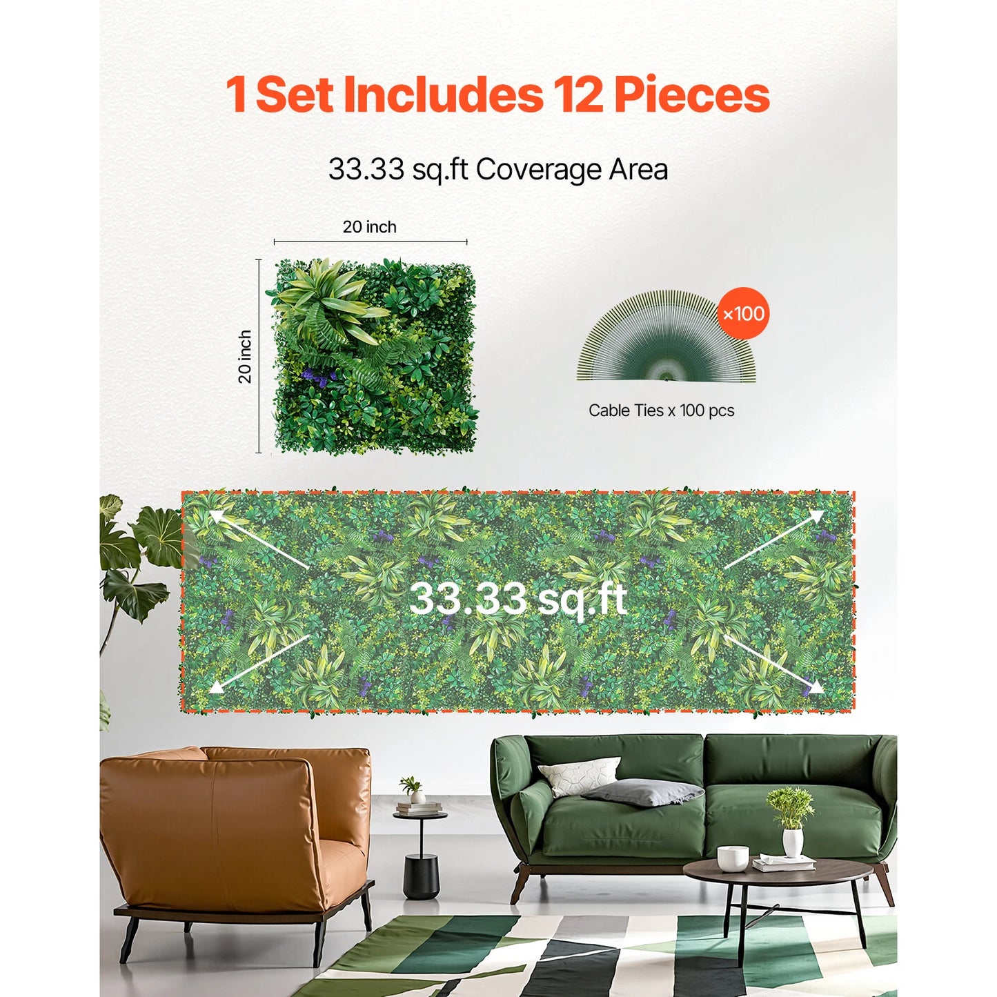 Artificial Grass Wall Panels 3D Boxwood Privacy Backdrop