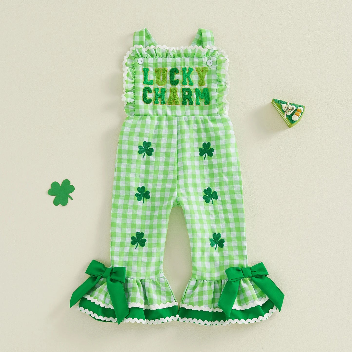 Adorable Baby Boy St Patrick s Day Green Romper Shamrock Print Sleeveless Jumpsuit for Spring Summer Celebration
