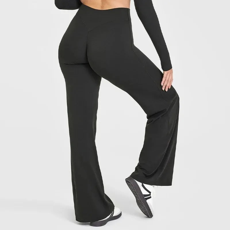 STOUREG Sport Trousers Straight-Leg Pants Ultra Soft Butter Fabric Women's Mid-Waist Yoga Pants GYM Naked Feel Pilates Running