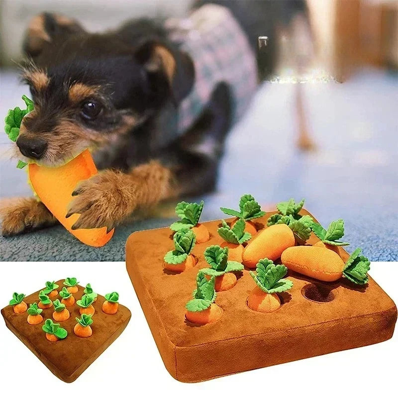 Innovative Dog Toys Snuffle Mat for Pet Plush Carrot Toy Mat Plush Vegetable Field Pull Radish Plush Carrot Dog Interactive Toys
