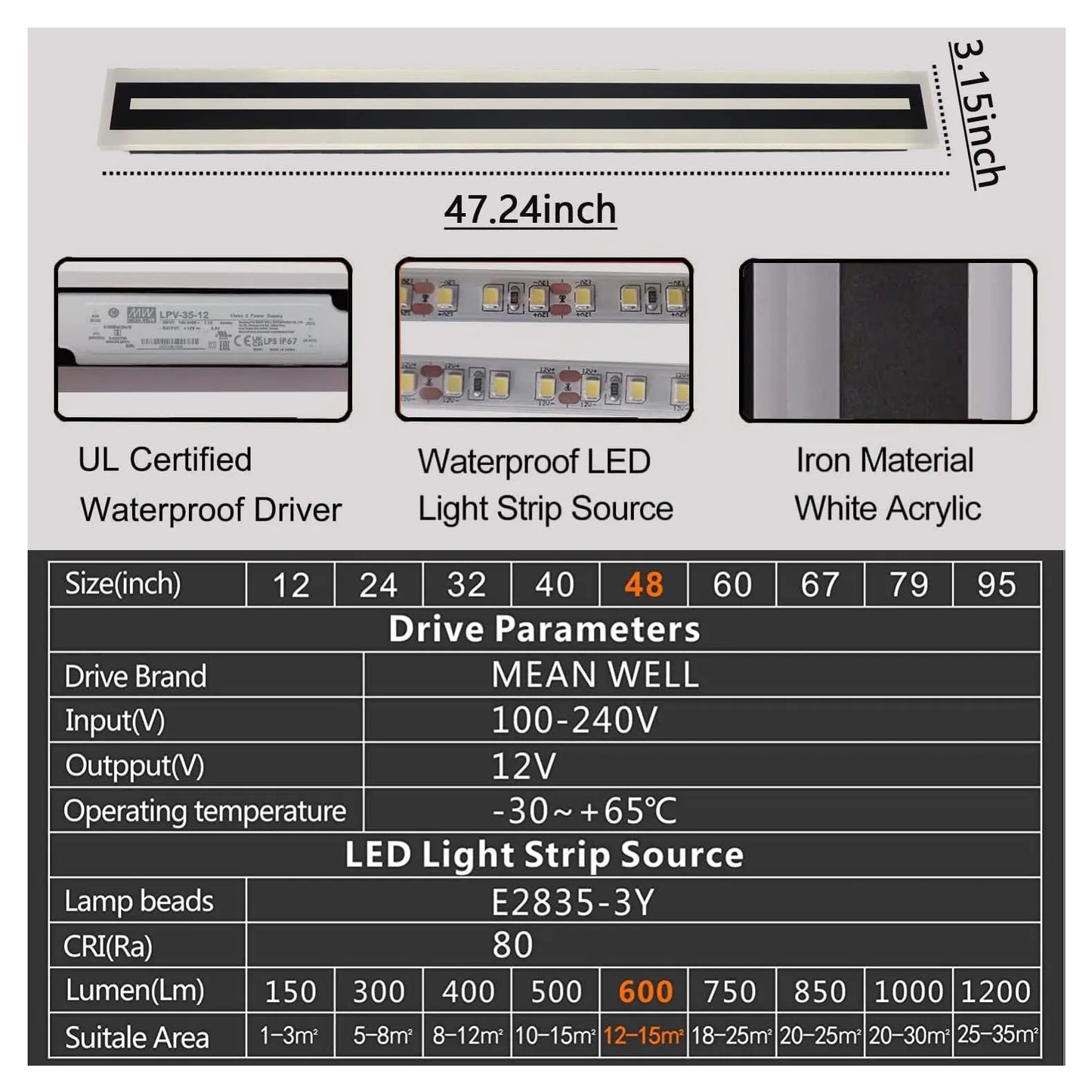 Modern Outdoor LED Wall Sconce Light Fixture IP67 Frosted Acrylic