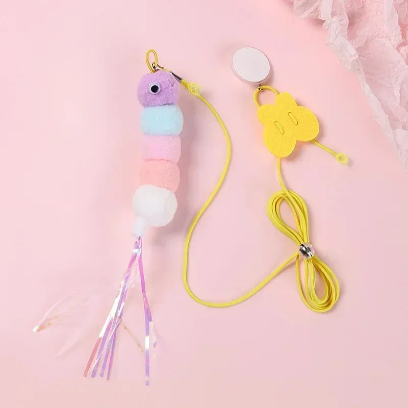 Cat Rope Long Rope Teasing Cat Toy Accessories Pet Kitten Toy Cat Toy Swing Sticky Disc Elastic with Bell Hanging Door Teasing