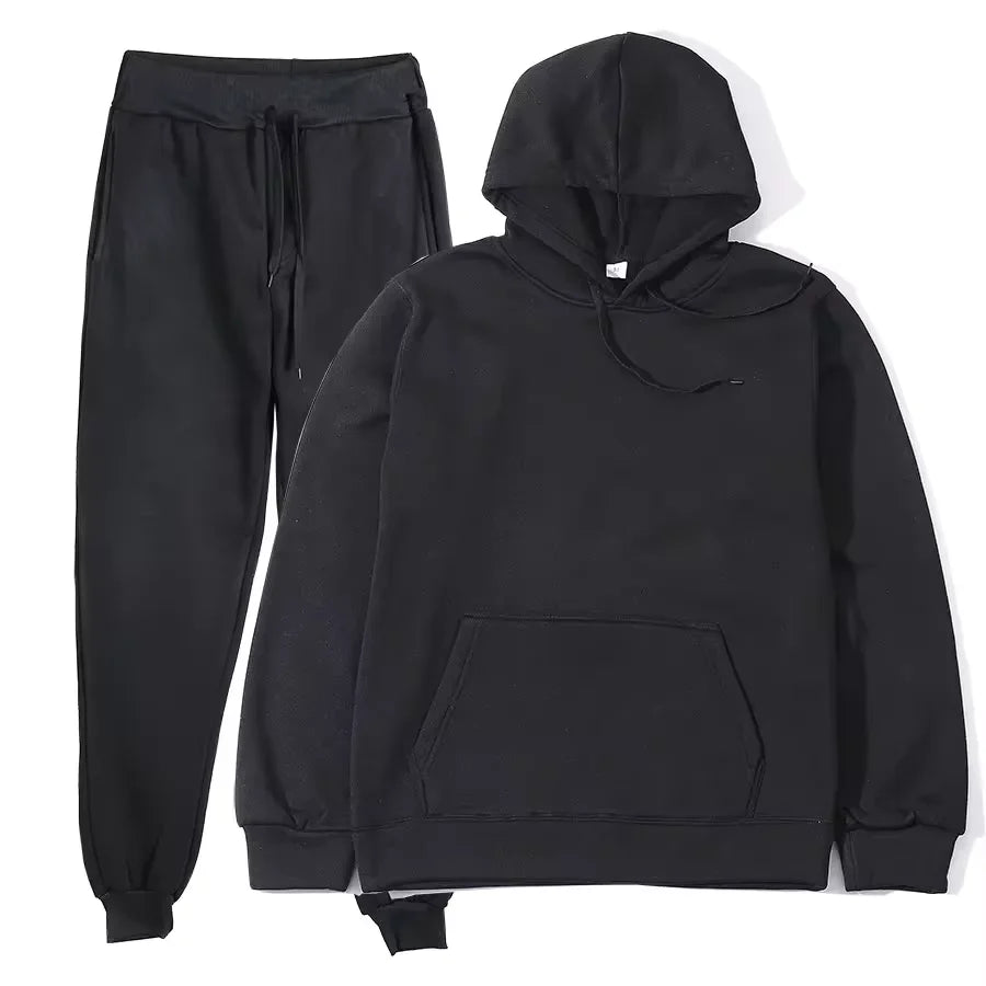Winter Tracksuit Women Two Piece Set - Oversized Hoodie Sweatpants Solid Color Sportswear Suit |Casual Sweatshirt Trouser Set