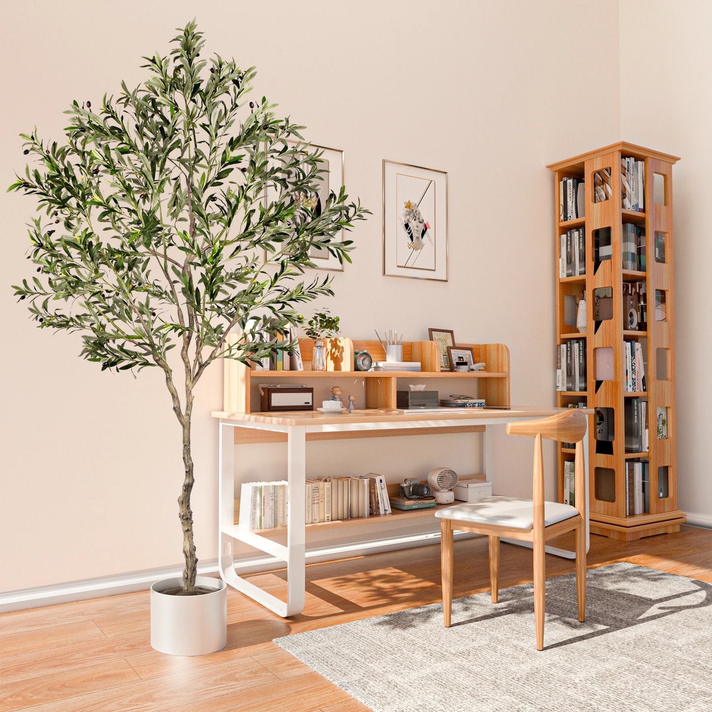 Artificial Olive Tree Tall Faux Silk Plant for Home Office Decor Indoor Outdoor Fake Lifelike Potted Tree 1Pack