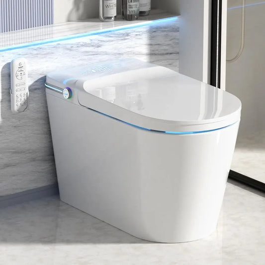 Luxury Smart Toilet Built In, Bidet with Heated Seat,Warm Water Sprayer & Dryer, Japanese Toilet with Foot Sensor Operation,LED
